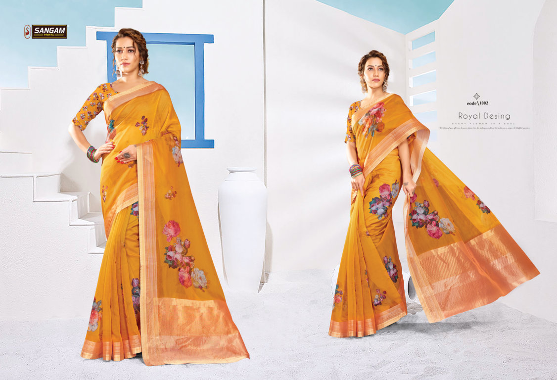 Sangam Aaina Organza Digital Printed Sarees