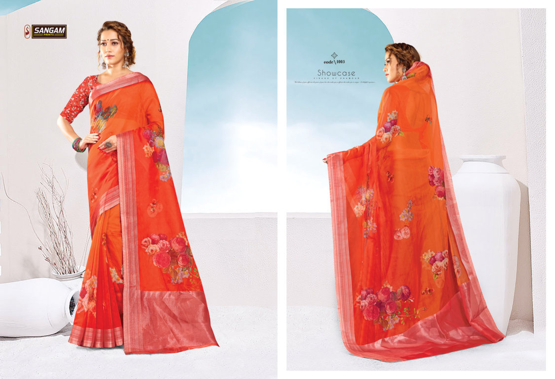 Sangam Aaina Organza Digital Printed Sarees
