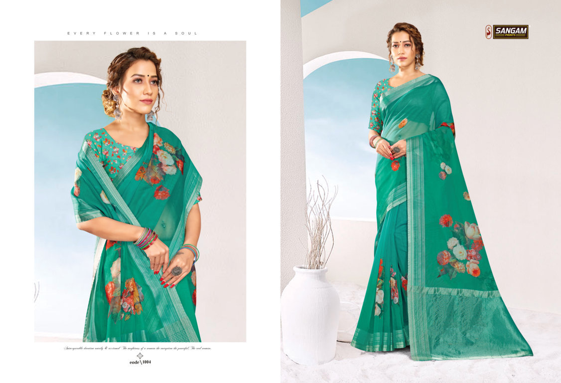Sangam Aaina Organza Digital Printed Sarees