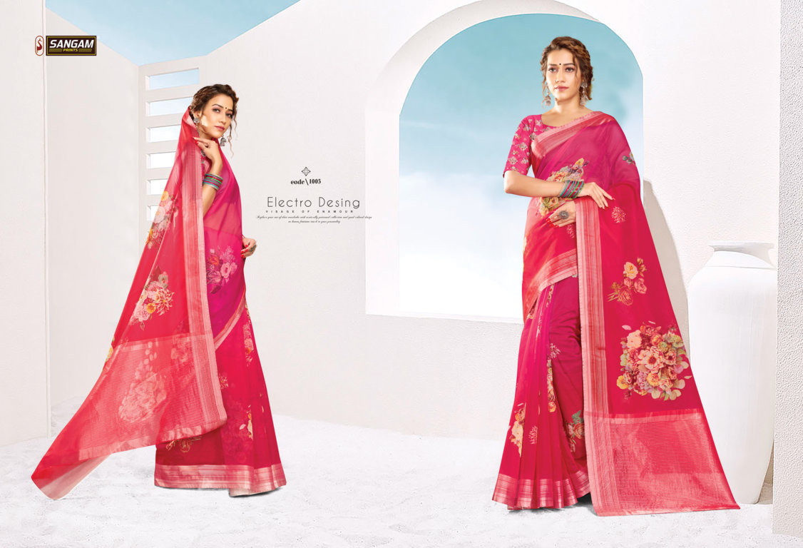 Sangam Aaina Organza Digital Printed Sarees