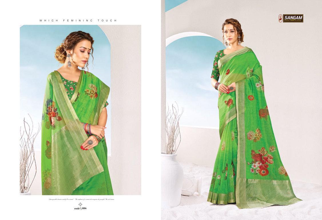 Sangam Aaina Organza Digital Printed Sarees
