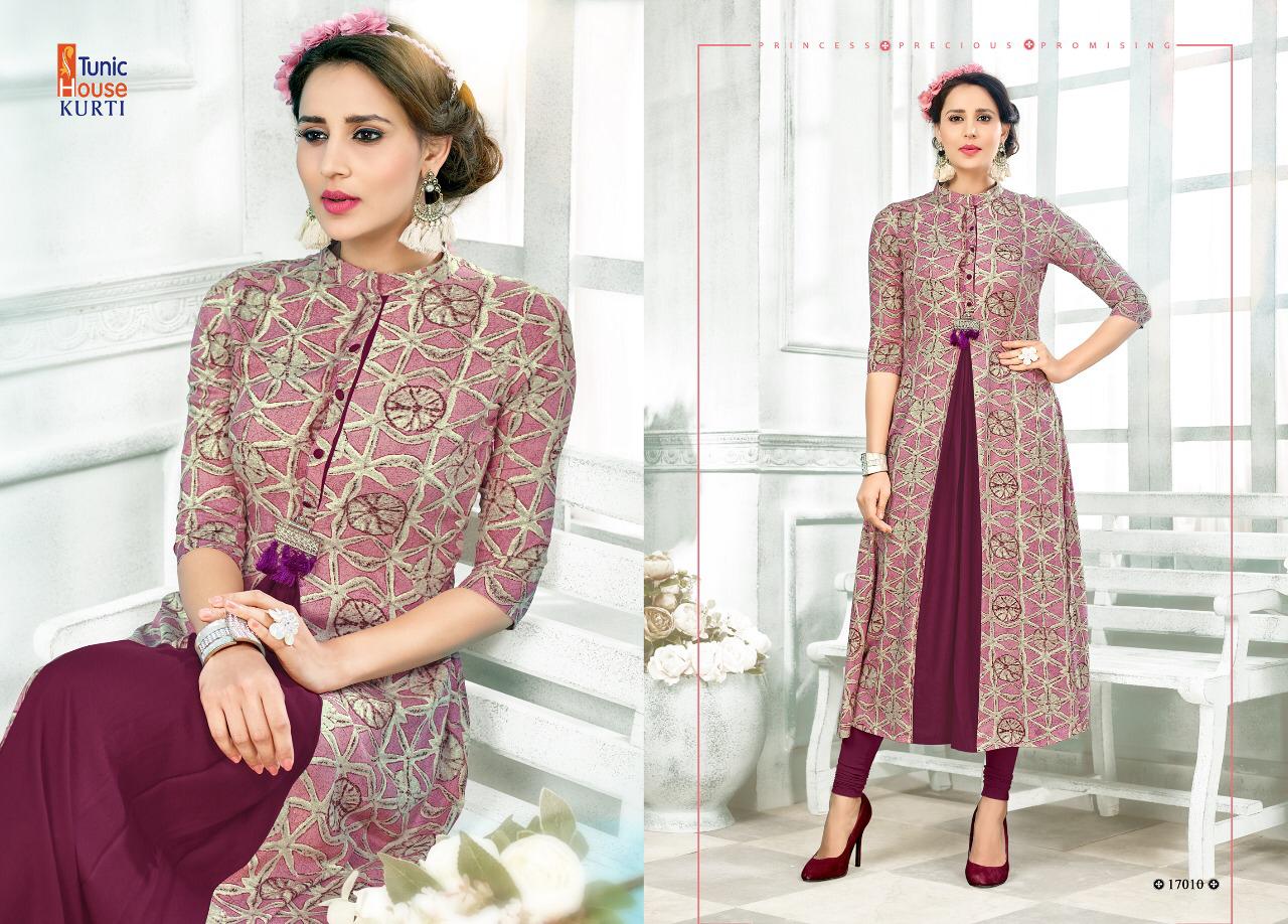Tunic House Rukshar-2 Rayon Printed Double Layer Kurti Catalog