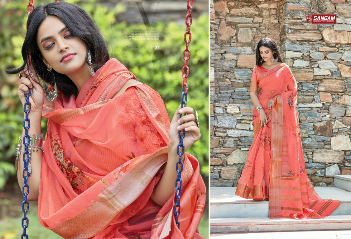 Sangam Charming Organza Digital Printed Sarees
