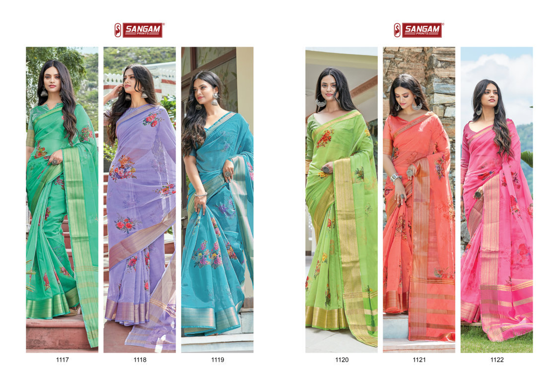 Sangam Charming Organza Digital Printed Sarees