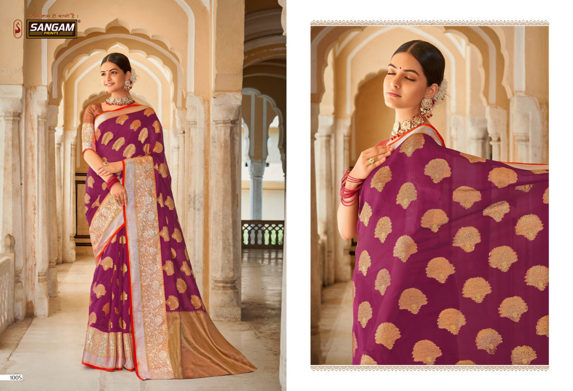 Sangam Roohi Organza Rich Pallu Sarees