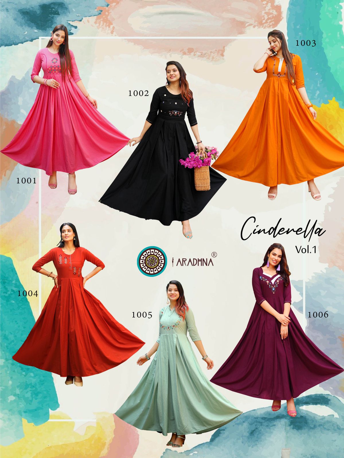 Aradhna Cinderella  Vol 1 Heavy Cotton Long Anarkali Kurti Catalog