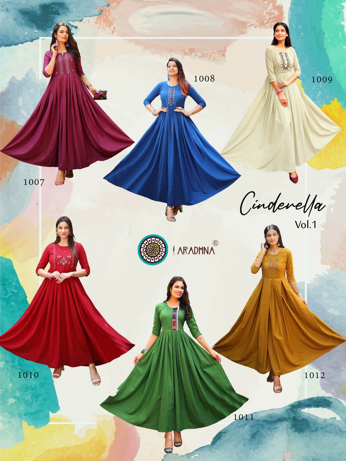 Aradhna Cinderella  Vol 1 Heavy Cotton Long Anarkali Kurti Catalog