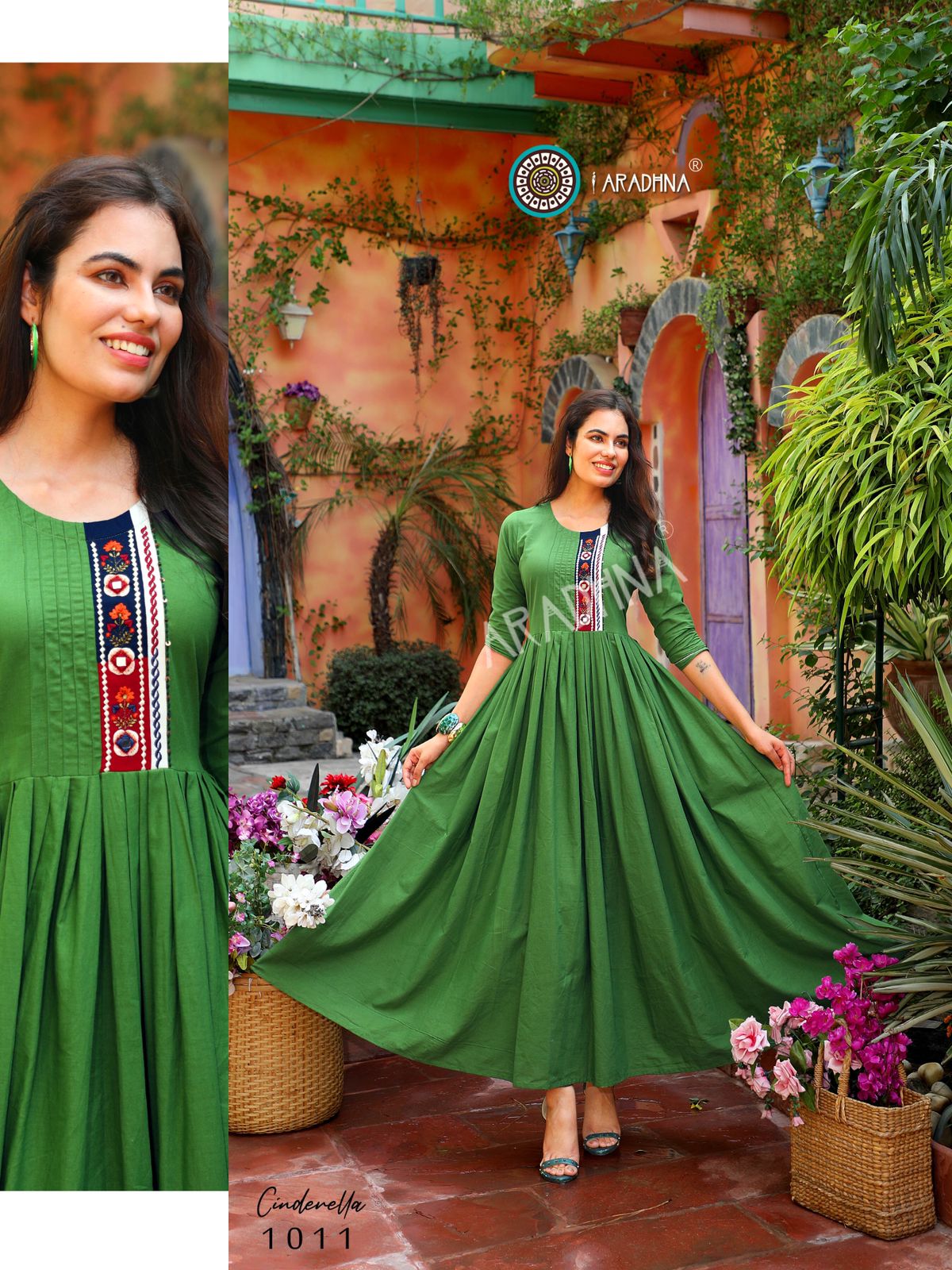 Aradhna Cinderella  Vol 1 Heavy Cotton Long Anarkali Kurti Catalog