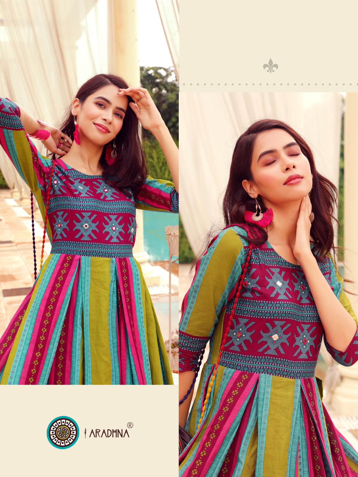 Aradhna Fashion Stripy Vol  1 Heavy Cotton Anarkali Kurti Catalog