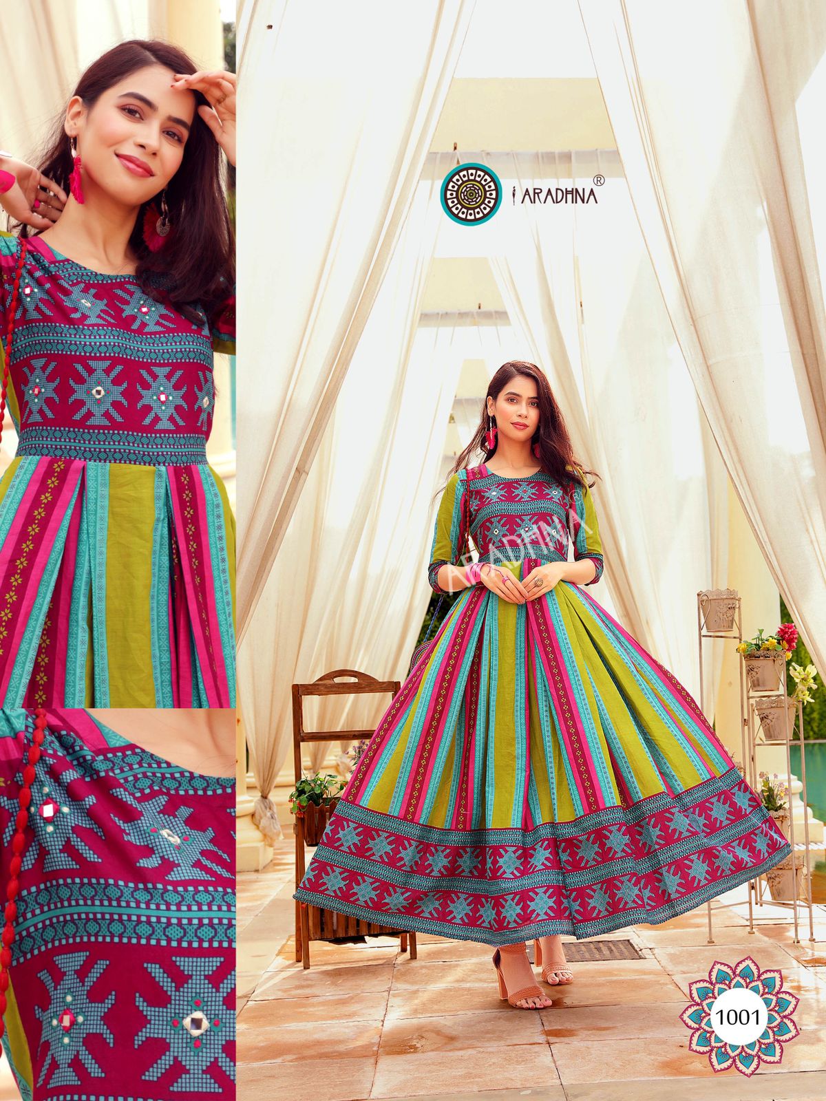 Aradhna Fashion Stripy Vol  1 Heavy Cotton Anarkali Kurti Catalog