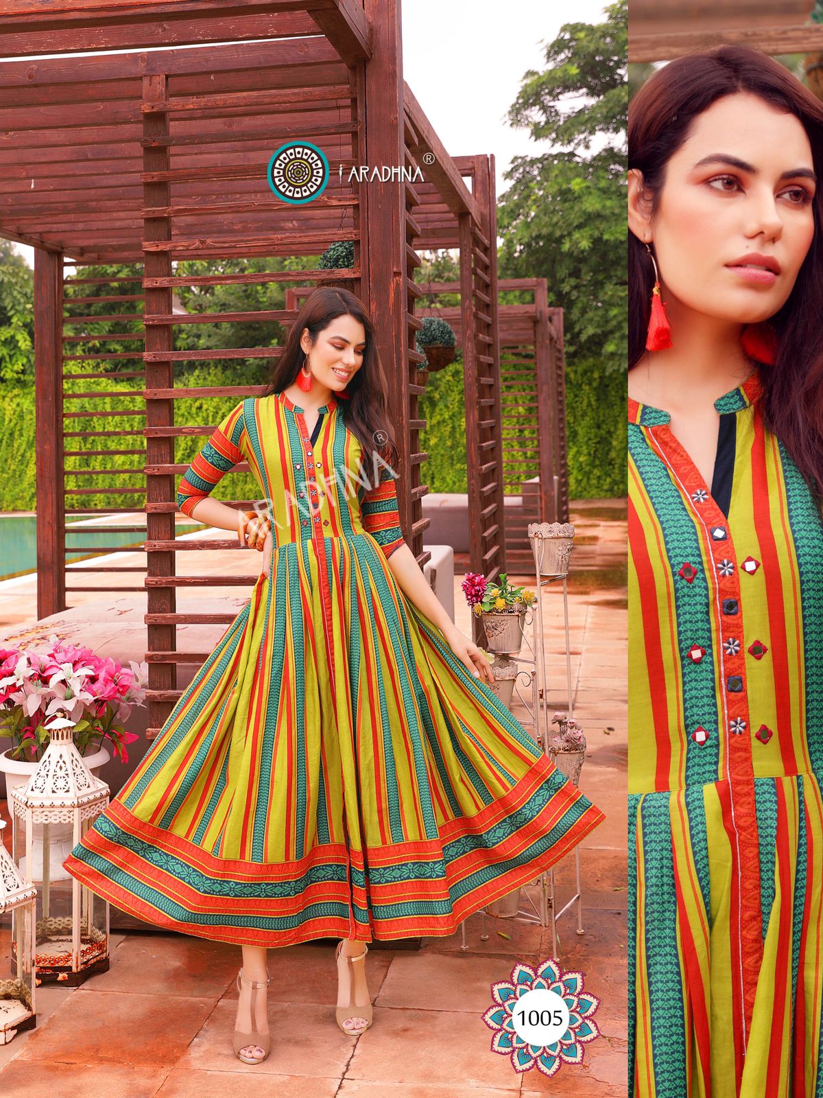 Aradhna Fashion Stripy Vol  1 Heavy Cotton Anarkali Kurti Catalog