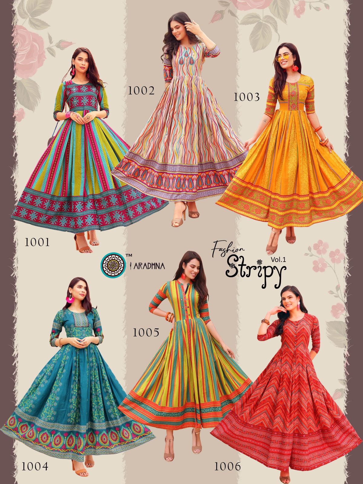 Aradhna Fashion Stripy Vol  1 Heavy Cotton Anarkali Kurti Catalog