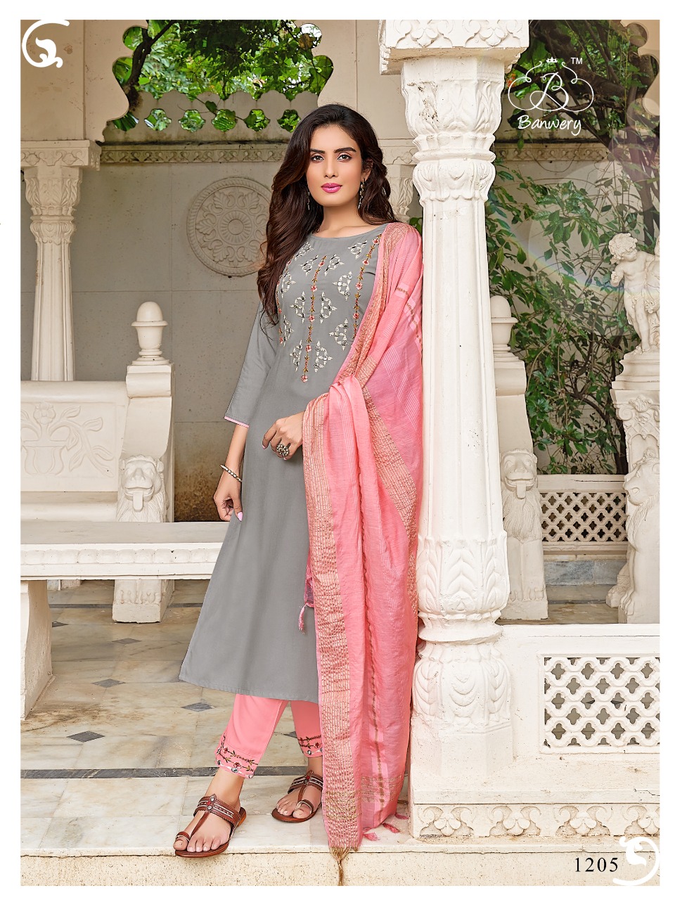 Banwery Chunari Rayon Designer Ready Made Kurti  Pant With Dupatta Catalogue
