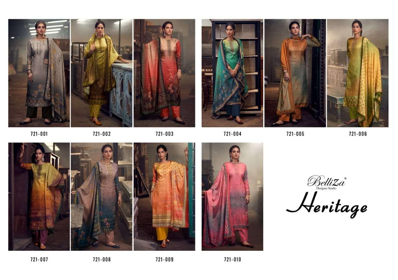 Belliza  Heritage Pure Handloom Silk With Exclusive Work Dress Material Catalog