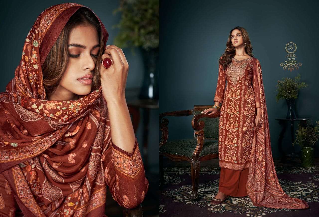 Belliza Kalamkari Pure Pashmina With Digital Prints Dress Material Catalog