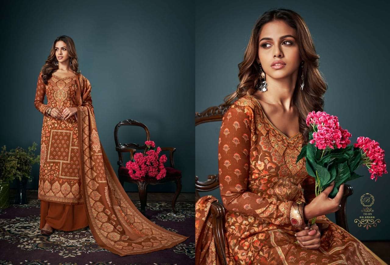 Belliza Kalamkari Pure Pashmina With Digital Prints Dress Material Catalog
