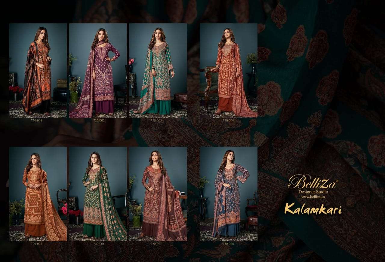 Belliza Kalamkari Pure Pashmina With Digital Prints Dress Material Catalog