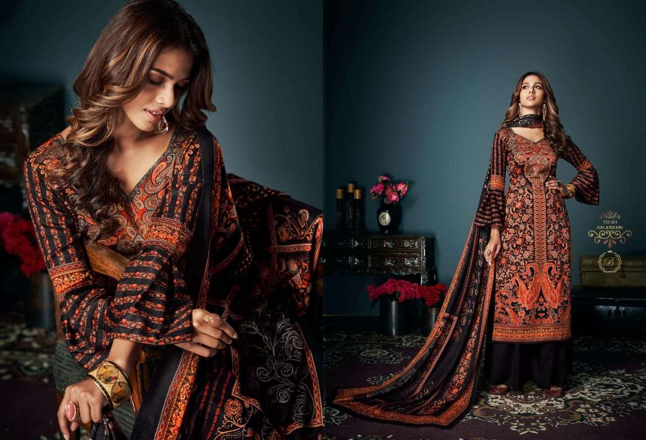 Belliza Kalamkari Pure Pashmina With Digital Prints Dress Material Catalog