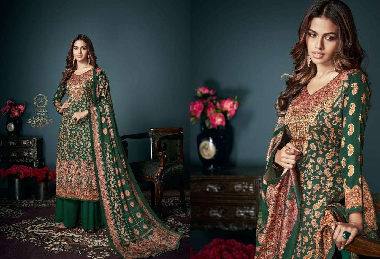 Belliza Kalamkari Pure Pashmina With Digital Prints Dress Material Catalog
