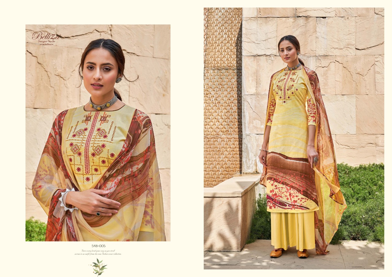 Belliza Maanjari Premium Designer Embroidered Pure Cotton Printed Catalog