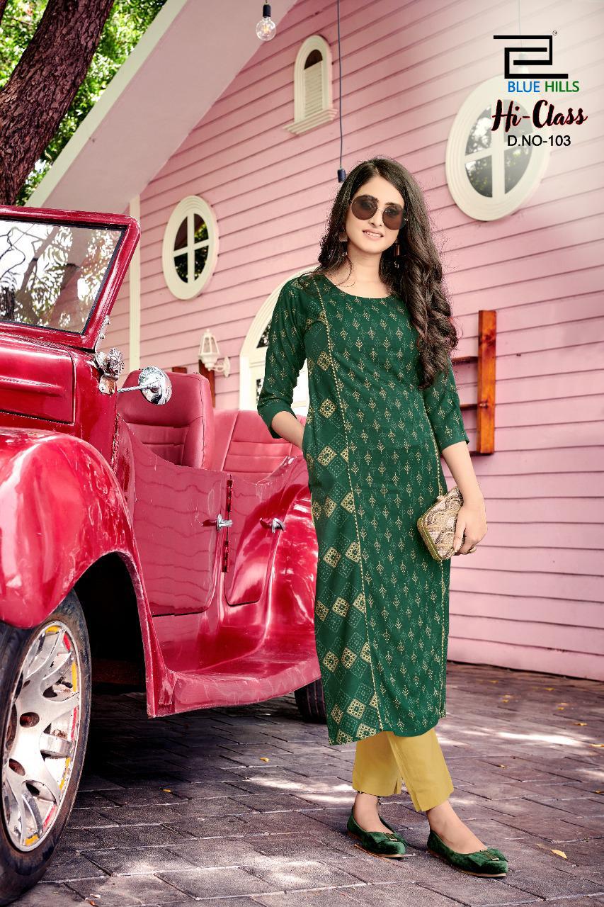Blue Hills Hi Class Vol  1 Designer Long Casual Wear Printed Kurti Catalog