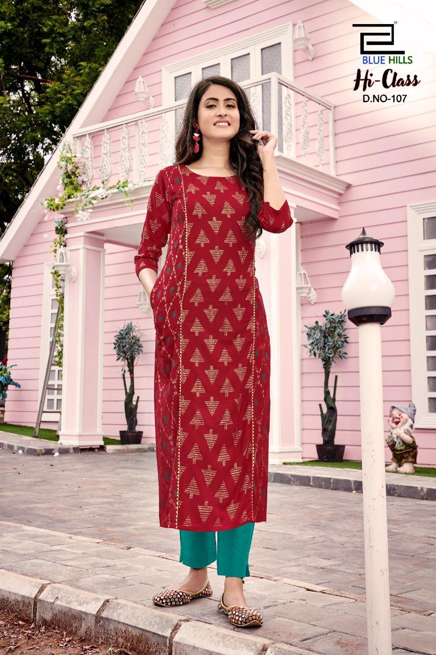Blue Hills Hi Class Vol  1 Designer Long Casual Wear Printed Kurti Catalog