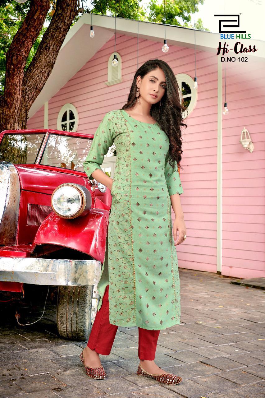Blue Hills Hi Class Vol  1 Designer Long Casual Wear Printed Kurti Catalog