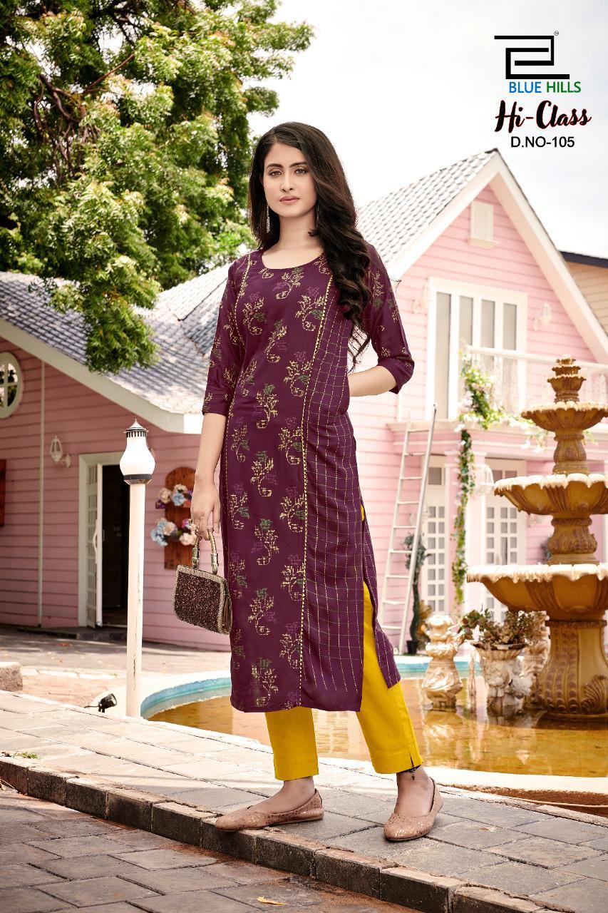 Blue Hills Hi Class Vol  1 Designer Long Casual Wear Printed Kurti Catalog