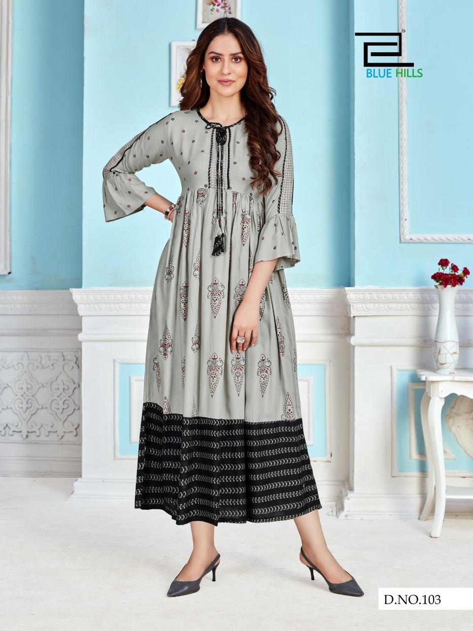 Blue Hills  Khwaab Vol 1 Ethnic Wear  Long Rayon Kurtis Wholesale Online
