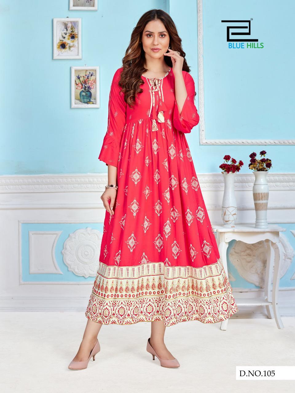 Blue Hills  Khwaab Vol 1 Ethnic Wear  Long Rayon Kurtis Wholesale Online