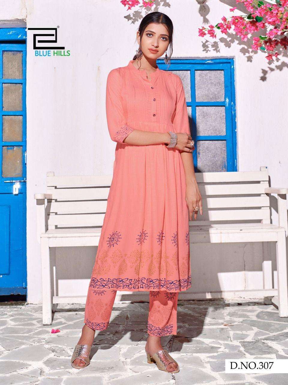 Blue Hills Purple Vol 3 Block Print With Hand Work Kurtis With Bottom Catalog
