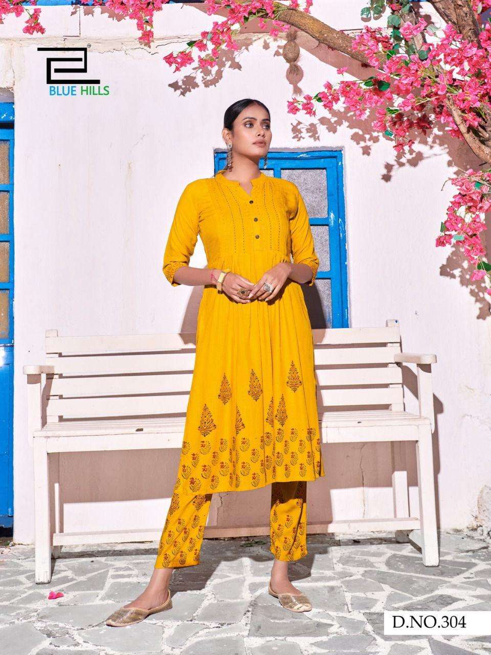 Blue Hills Purple Vol 3 Block Print With Hand Work Kurtis With Bottom Catalog