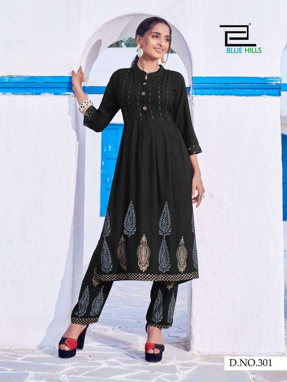 Blue Hills Purple Vol 3 Block Print With Hand Work Kurtis With Bottom Catalog