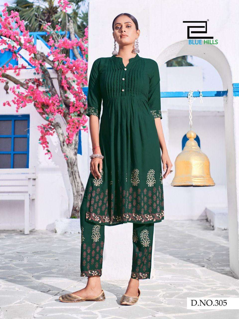 Blue Hills Purple Vol 3 Block Print With Hand Work Kurtis With Bottom Catalog