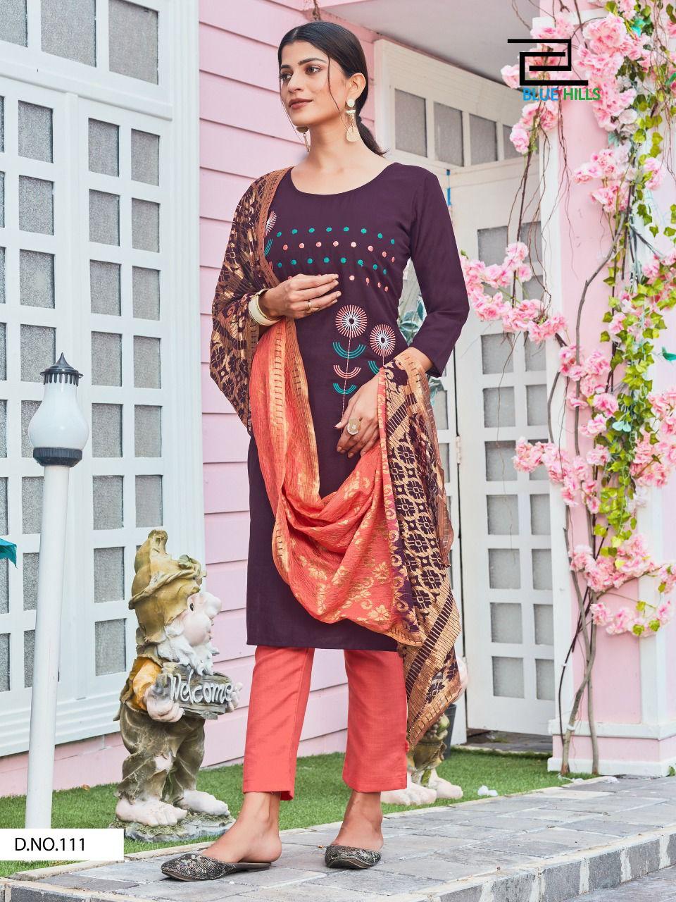 Blue Hills Queen Vol 3 Designer Ready Made Kurti Bottom With Dupatta Catalog