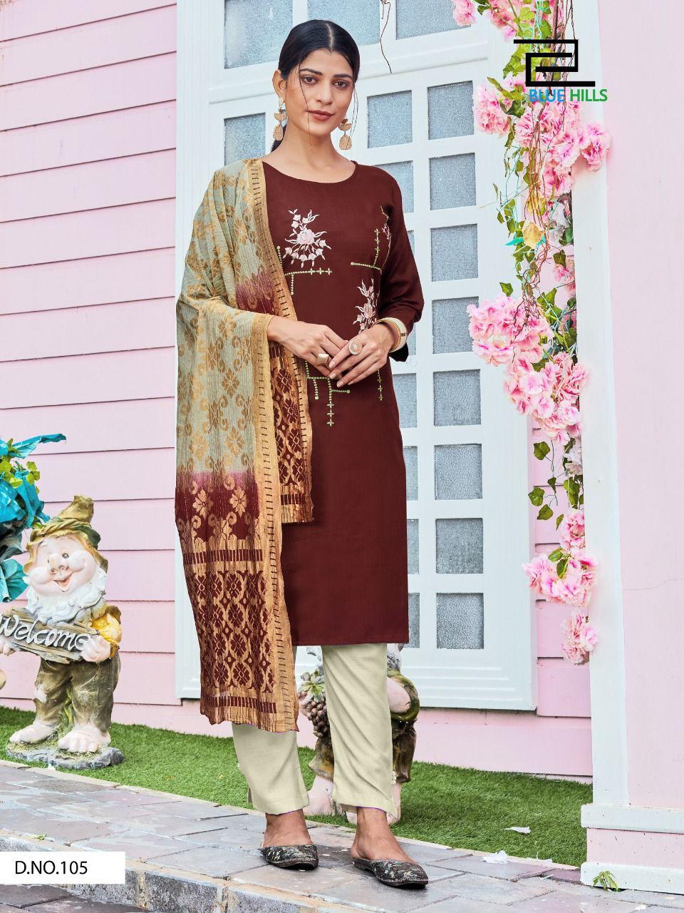 Blue Hills Queen Vol 3 Designer Ready Made Kurti Bottom With Dupatta Catalog