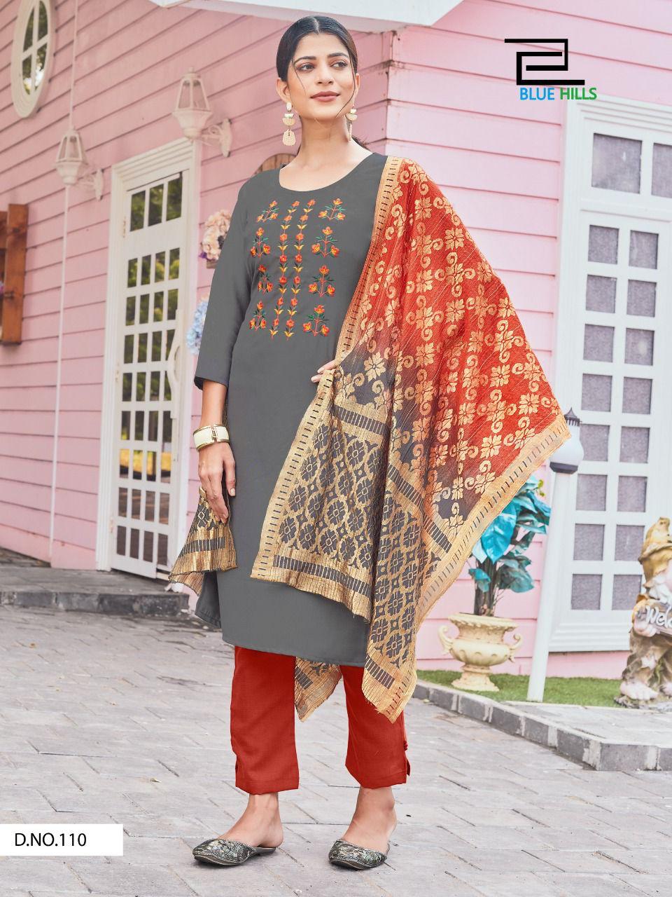 Blue Hills Queen Vol 3 Designer Ready Made Kurti Bottom With Dupatta Catalog