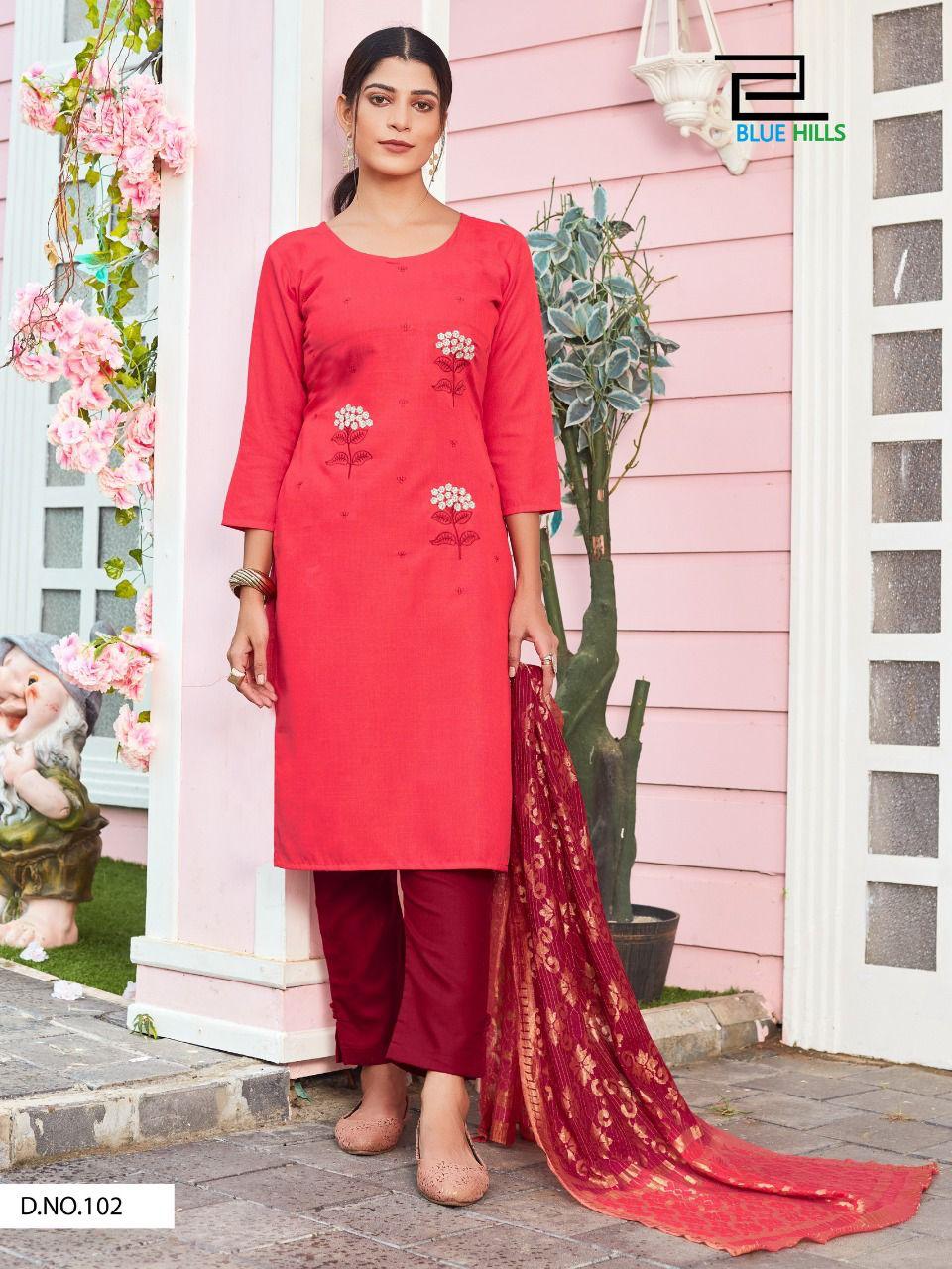 Blue Hills Queen Vol 3 Designer Ready Made Kurti Bottom With Dupatta Catalog