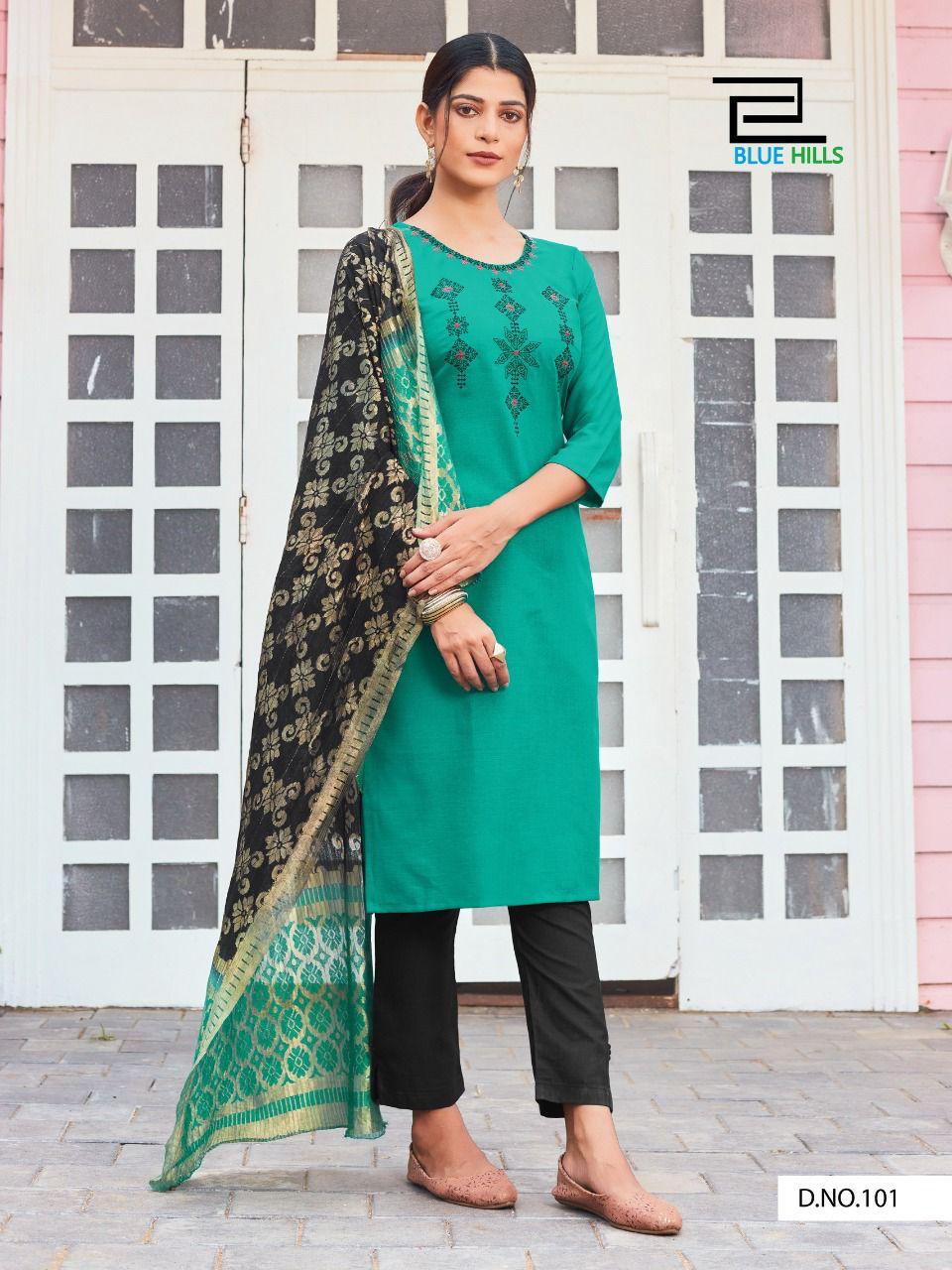 Blue Hills Queen Vol 3 Designer Ready Made Kurti Bottom With Dupatta Catalog
