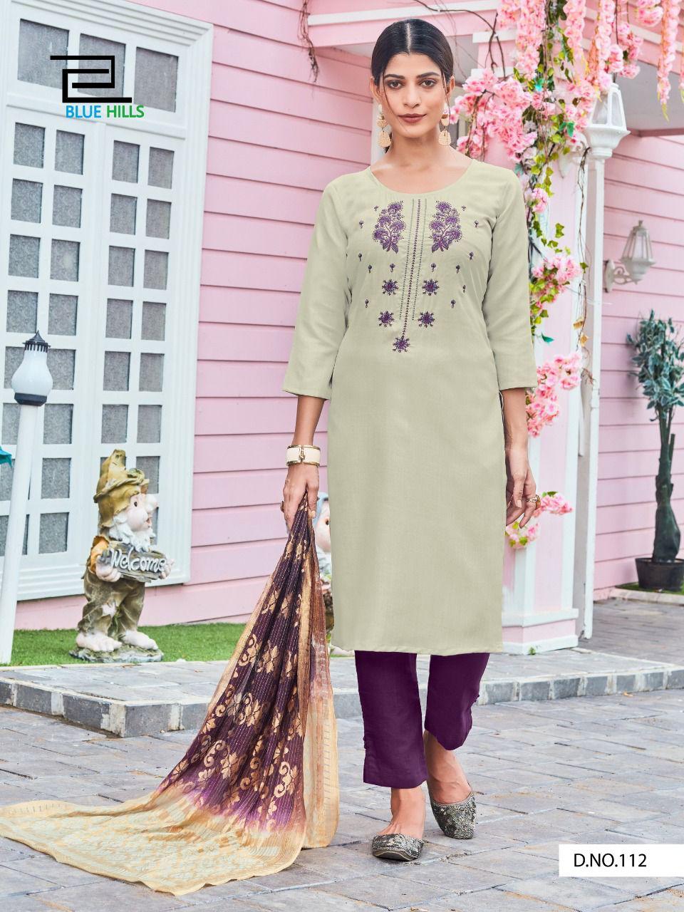 Blue Hills Queen Vol 3 Designer Ready Made Kurti Bottom With Dupatta Catalog