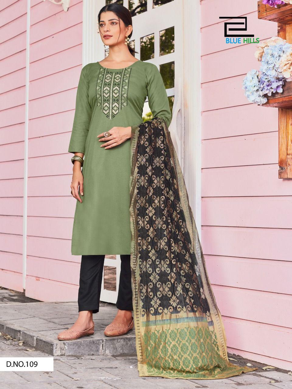 Blue Hills Queen Vol 3 Designer Ready Made Kurti Bottom With Dupatta Catalog