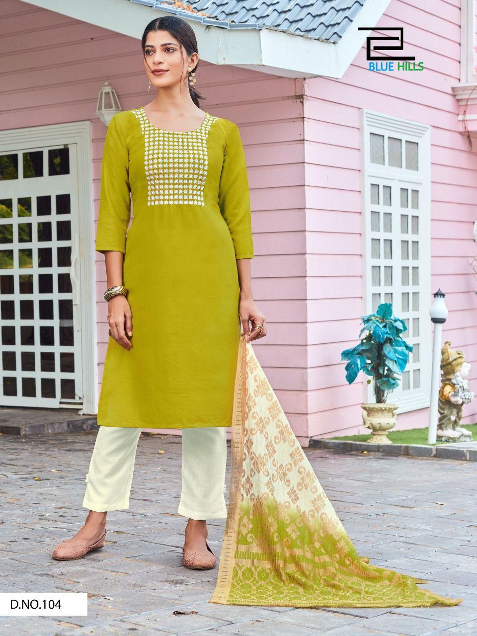 Blue Hills Queen Vol 3 Designer Ready Made Kurti Bottom With Dupatta Catalog