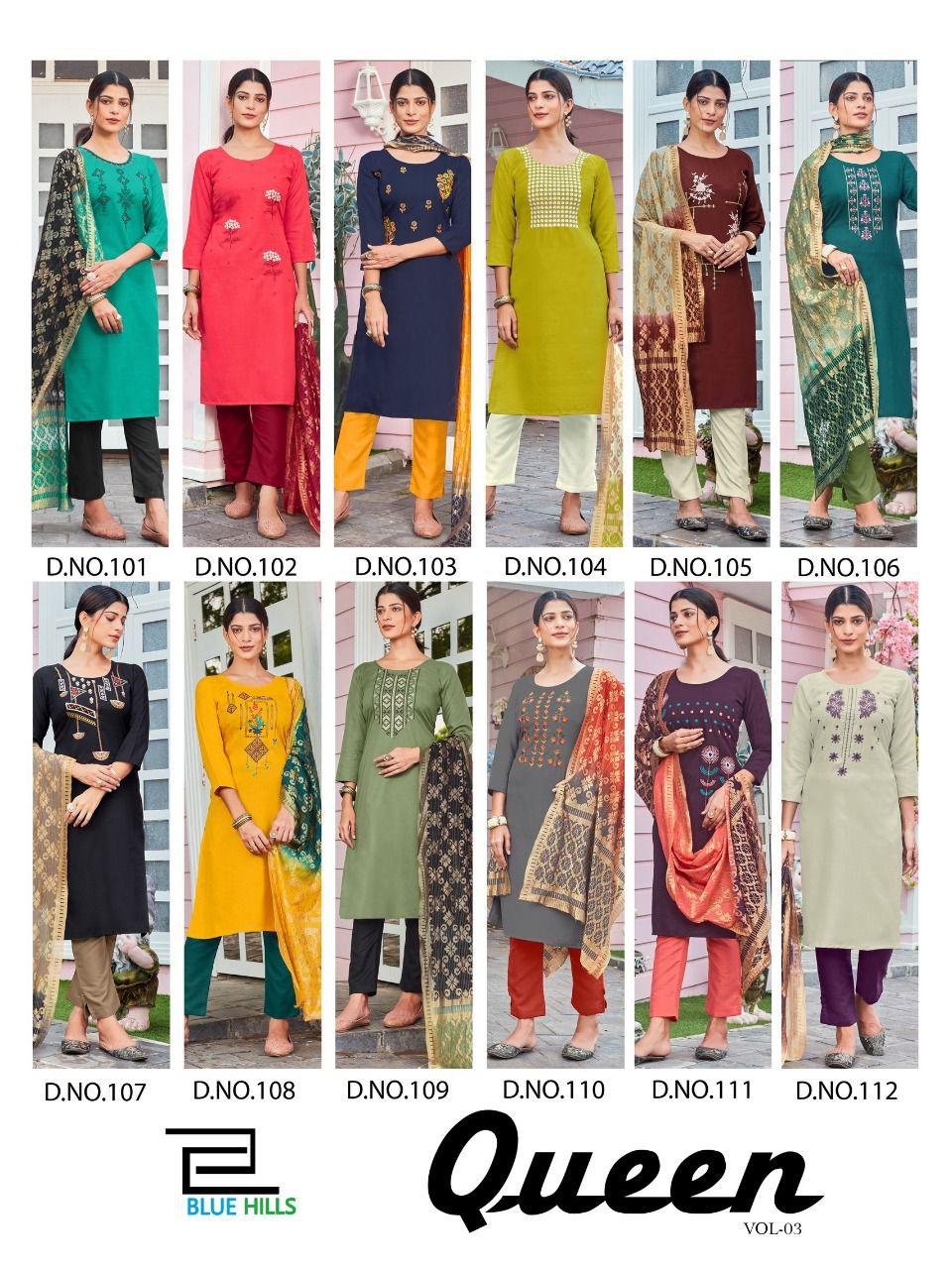 Blue Hills Queen Vol 3 Designer Ready Made Kurti Bottom With Dupatta Catalog
