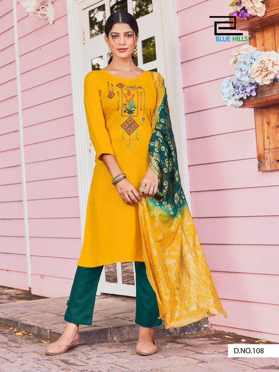 Blue Hills Queen Vol 3 Designer Ready Made Kurti Bottom With Dupatta Catalog