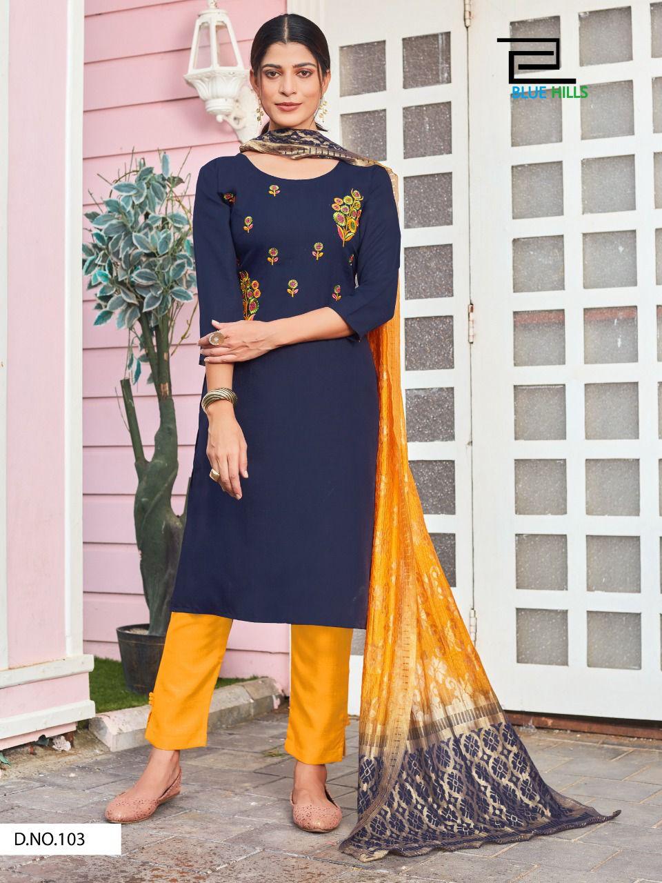 Blue Hills Queen Vol 3 Designer Ready Made Kurti Bottom With Dupatta Catalog