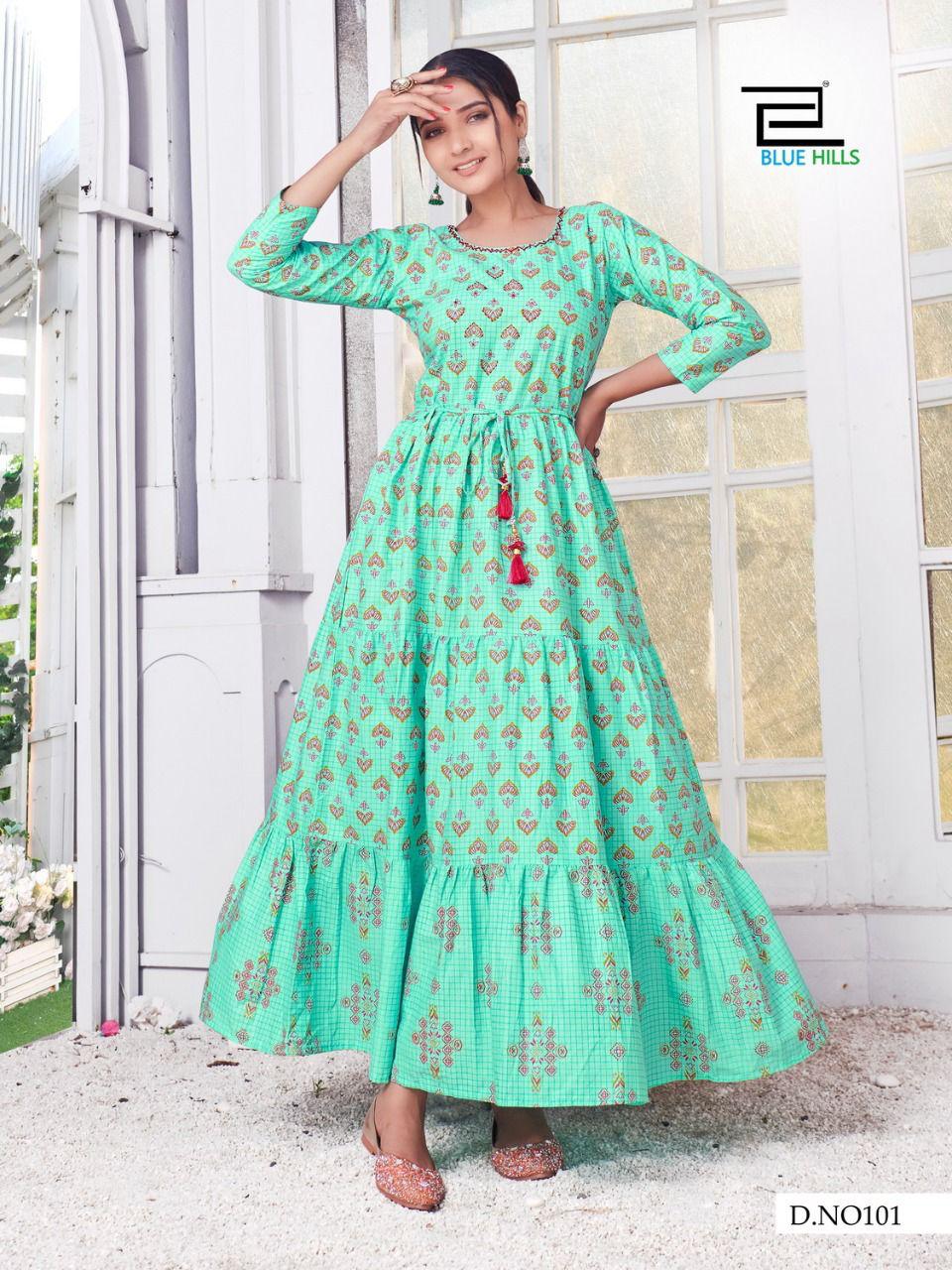 Blue Hills Trend 4 You Designer Long Gown Style Kurti Catalog