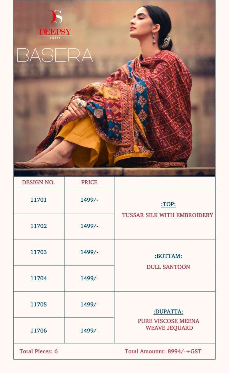 Deepsy  Basera Tussar Silk With Embroidery Work Dress Material Catalog