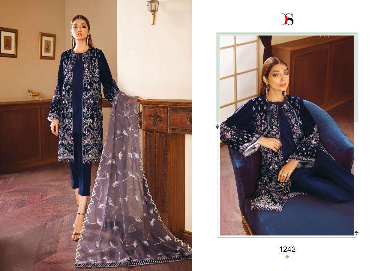 Deepsy Suits Safron Pure Velvet With Embroidery Salwar Suits Catalog