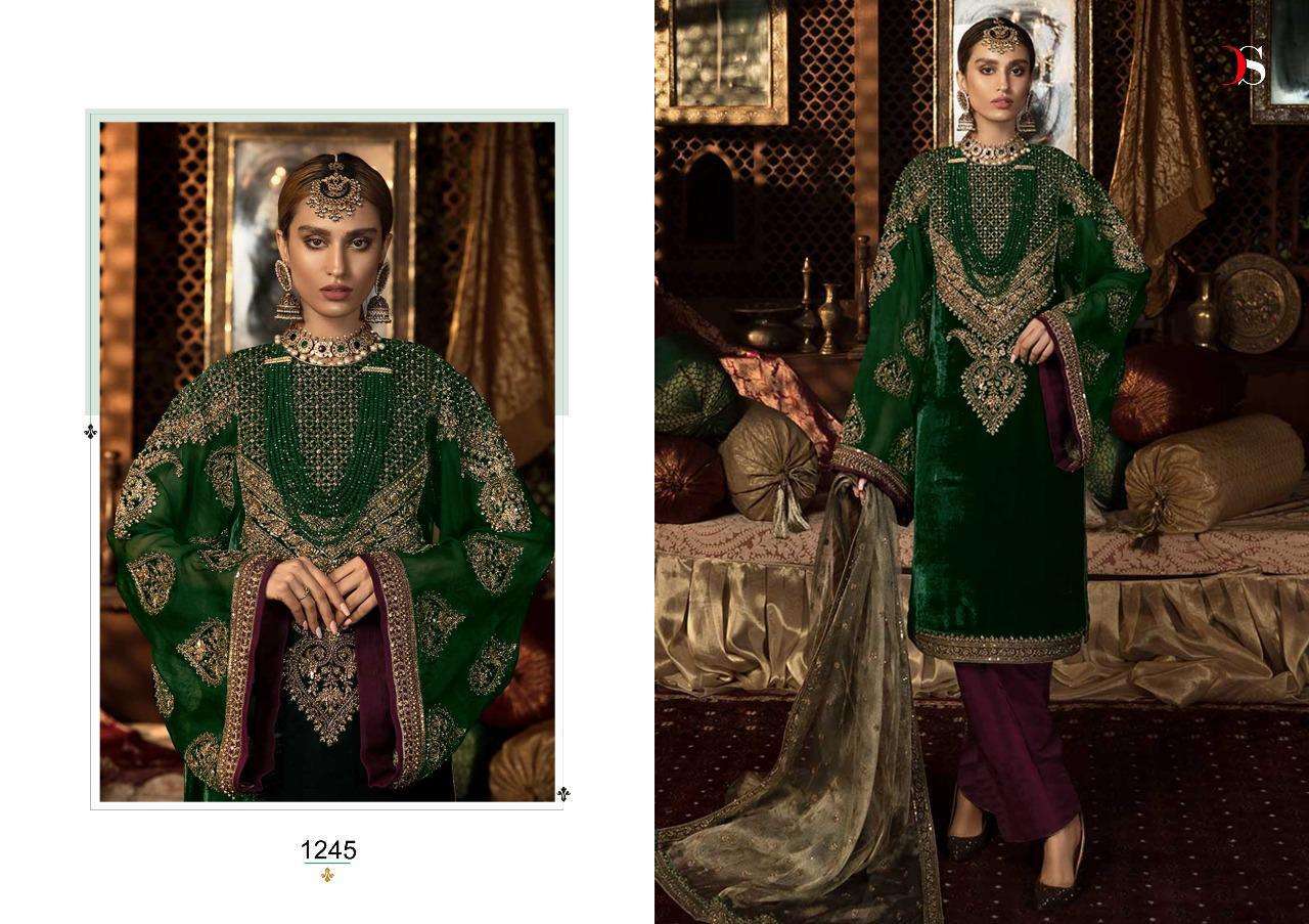 Deepsy Suits Safron Pure Velvet With Embroidery Salwar Suits Catalog