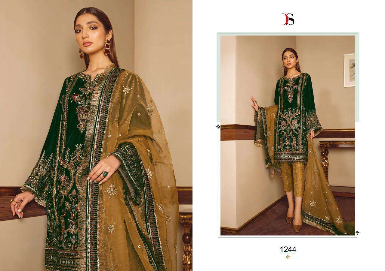 Deepsy Suits Safron Pure Velvet With Embroidery Salwar Suits Catalog